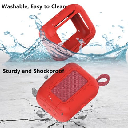 Silicone Cover Case for JBL Go 5 Portable Bluetooth Speaker | Protective Case for Go 5 Speaker, Shockproof Drop-Protection Cover with Carabiner (Red) - color: Red