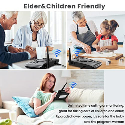 Hands-Free Intercoms Wireless for Home Business, Wuloo Upgrade Two Way Audio Intercom System for Elderly, Full Duplex Room to Room Intercom with 5280 ft Range Clear Sound Anti-Interference, Pack of 2 - color: 2 units set