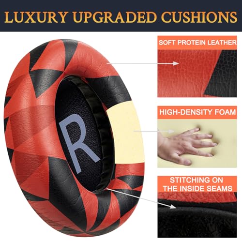 SOULWIT Protein Leather Replacement Earpads for Bose 700 (NC700) Wireless Headphones, Ear Pads Cushions with Softer Protein Leather, High-Density Noise Cancelling Foam, Added Thickness - Red Storm - color: Red Storm