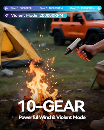 Compressed Air Duster, 200000RPM Super Power Electric Air Duster, 11-Gear Stepless Speed Mini Blower with Aluminum Alloy, Cordless Dust Blower for Computer, Keyboard, House, Outdoor, and Car