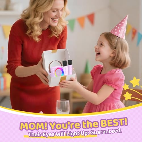 Karaoke Machine for Kids, Toys for 3-12 Years Old Girls Gifts, Kids Karaoke Microphone Machine Toy, Best Fun Christmas Birthday Gifts for 5 6 7 8 9 10 11 Years Teens Girl Boys Purple 2 Mic - color: Purple 2 Mics