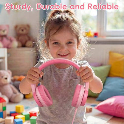 Candy Bila USB C Kids Headphones for School,Wired Over-Ear for Boys Girls | 85dB Safe Volume, Stereo Sound, Adjustable headband, Foldable ,Compatible USB-C Plug iPads,Tablets, Laptops, Light Pink - color: Light Pink