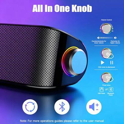 Computer Soundbar, Desktop Speakers with 6 Drivers, High-Fidelity Stereo for Music/Movies/Games, USB & Bluetooth 5.0 Dual Mode, Slim Design for PC/Mac/Monitor/Laptop