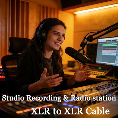 XLR Cables,Durable Male to Female Microphone Cable with Nickel-Plated 3-Pin for Studio & Live Sound & Speaker Systems & More (Black, 3FT) - size: 3 FT