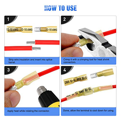 Nilight 250PCS Male Female Fully Insulated Heat Shrink Spade Terminal | Electrical Waterproof Wire Connectors for 22-16AWG 16-14AWG 12-10AWG Wires for Automotive Marine Wiring Project - color: 250Pcs Heat Shrink Spade Terminals