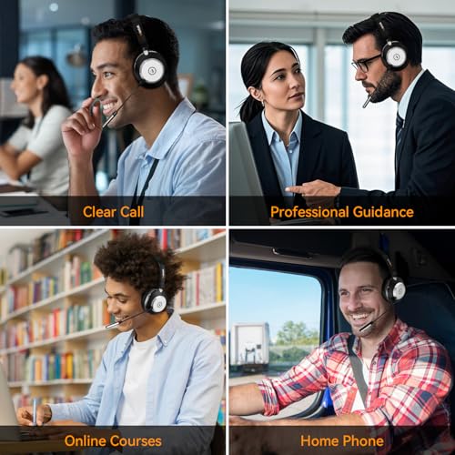 Wantek Bluetooth Headset with USB Dongle for Computer, Single-Ear Wireless Headset with Noise Cancelling Microphone for Office & Truckers, Bluetooth V5.3 with Mute Button for Work