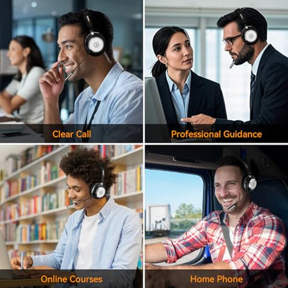 Wantek Bluetooth Headset with USB Dongle for Computer, Single-Ear Wireless Headset with Noise Cancelling Microphone for Office & Truckers, Bluetooth V5.3 with Mute Button for Work