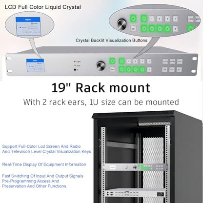 ICUIXIAN 4K 8x8 HDMI Matrix Switch 4K@30Hz Web GUI+LAN Port+Rs232 Control | Rackmount HDMI Matrix 8x8, HDCP, EDID, 3D, APP, Backlit Button,Screen display, 3.5mm Audio (8 Input 8 Output Matrix Splitter)