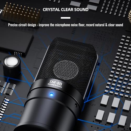 TAKSTAR SM-8B II Studio Condenser Mic with 16mm Diaphragm & Shock Mount | 20Hz-20kHz Response, -36dB Sensitivity, Cardioid Pattern, Shock Mount & POP Filter Included, Requires 48V Phantom Power