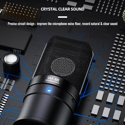 TAKSTAR SM-8B II Studio Condenser Mic with 16mm Diaphragm & Shock Mount | 20Hz-20kHz Response, -36dB Sensitivity, Cardioid Pattern, Shock Mount & POP Filter Included, Requires 48V Phantom Power