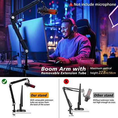 SUNMON Boom Arm for Blue Yeti, Microphone Stand with Extension Tube | Mic Arm Universal Heavy-Duty, Height-Adjustable - color: 𝙈𝙞𝙘𝙧𝙤𝙥𝙝𝙤𝙣𝙚 𝘽𝙤𝙤𝙢 𝘼𝙧𝙢