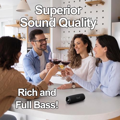 OontZ Cylinder Portable Bluetooth Speaker, 14W, 20-Hour Playtime, IPX7 | 14W Bluetooth speaker with fuller bass, 100-ft range, IPX7 waterproofing, stereo pairing and mic. - color: Black-Cylinder