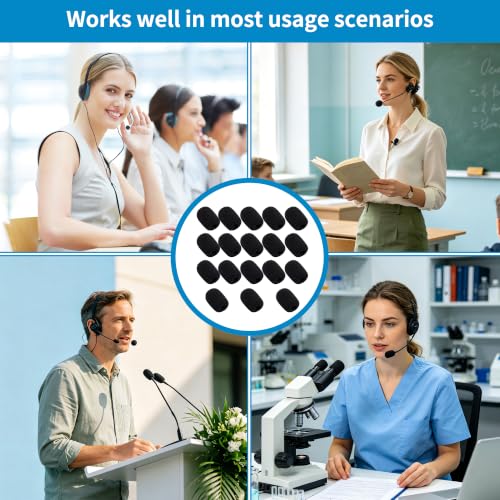 18 Pack Microphone Covers Foam, Black Noise Microphone Windscreen, Lapel and Headset Mini Microphone Foam Cover with Box