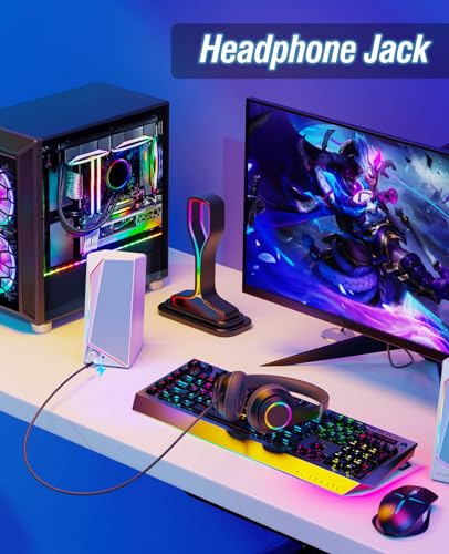 LENRUE Computer Speakers, USB/USB-C Powered PC Speakers with Loud Stereo Sound, Headphone-in for Desktop, Laptop, Monitor - color: 1059White