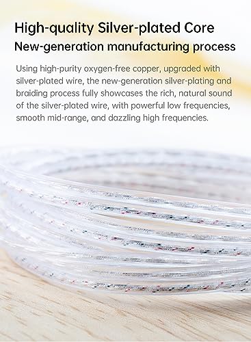 KBEAR High Purity Oxygen-Free Silver Plated 2pin IEM Cable,HiFi Wired Earbuds Detachable Upgrade Cable for KZ ZST ZSR ED12 ES3 ES4 ZS10 BA10 AS06 AS10 ZSTX EDX CCA C10 Earphones (with Mic, B Pin) - color: White, size: 2PIN 3.5MM, with Mic, style: 1.2M Lon