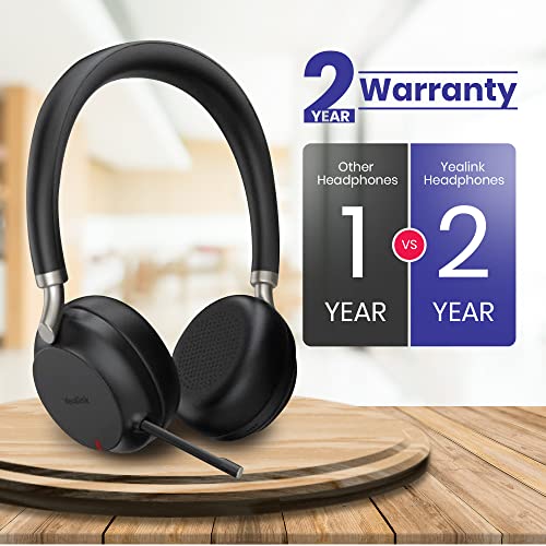 Yealink BH72 Bluetooth Headset Teams Version, USB-A, Black - GTW Bundle Yealink Wireless Headset with Global Teck Microfiber Cloth - Compatible for Office and Home Use - color: Black - No Charging Stand, size: MS Teams Version
