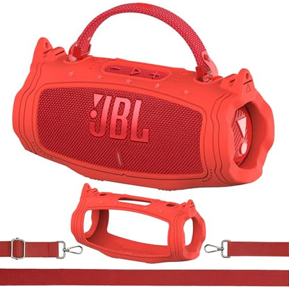 Silicone Cover Case for JBL Charge 6 Portable Bluetooth Speaker - color: Red