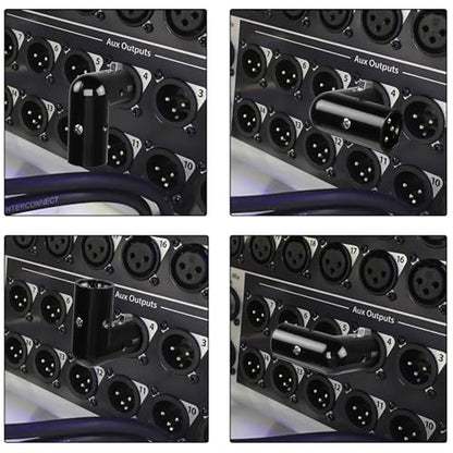 QIANRENON Adjustable 90 Right Angle XLR Audio Connector - 3Pin Male to Female, Extended Cabling for Tight Spaces