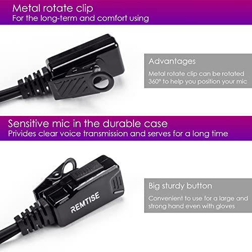 Remtise 2 Pack Single Wire Earhook Earpiece with Mic for Baofeng UV-5R Walkie Talkies, Headset and PTT Compatible 2 Way Radios Brands Baofeng and Kenwood, Puxing, Wouxun (Black) - color: Black