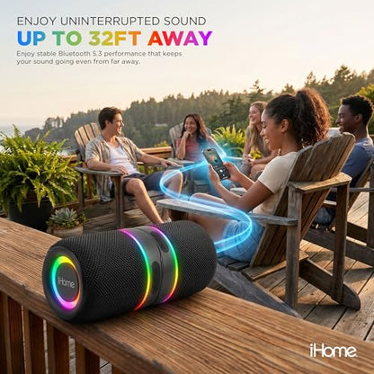iHome 2-in-1 Portable Wireless Bluetooth Speaker with RGB Lights