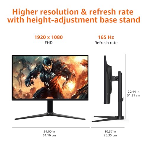Amazon Basics 27 inch Gaming Monitor, FHD 1080P, 165Hz, VESA Compatible, Adaptive sync, 1ms Response, Black - size: 27", style: 165Hz