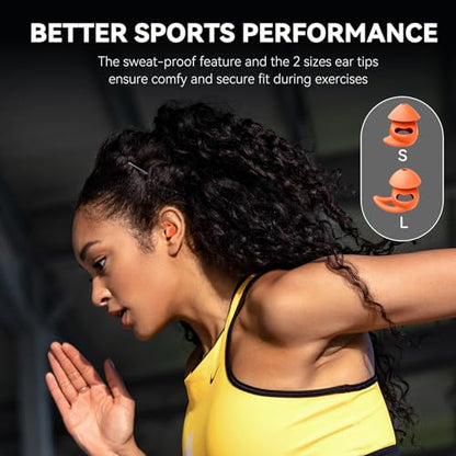 Sleepals micro Sleep Earbuds for Side Sleepers | Sleep Headphones with Soft and Snug Fit | Moderate Noise Reduction (not ANC) | Small and Light, 4H Single Play, 28H with Charging Case (Orange) - color: Orange