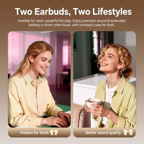 Xmenha Mini Invisible Small Earbuds Set Sleep Ear Buds Wireless Bluetooth for Small Ears Canals Side Sleepers Tiny Micro Low Profile Smallest Hidden Discreet Earbuds 2 Pack Headphones for Work - color: Beige