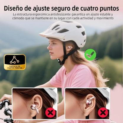 Open Ear buds,Clip On Earbuds Wireless with Touchscreen Case, Lightweight 4g , Bone Conduction Headphones for Running, Workouts , 50H Battery for Glasses wear , small ears,Bluetooth 6.0 , Rose Gold - color: Rose Gold