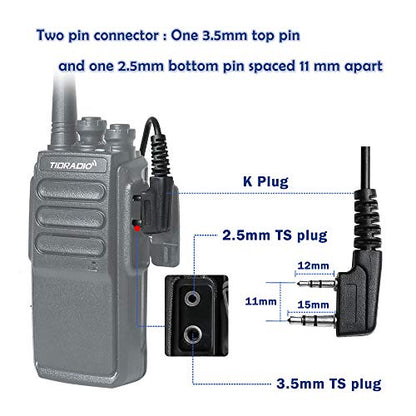 TIDRADIO Walkie Talkie Earpiece with Mic 2 Pin Acoustic Tube Headset For TD-M8s TD-V2 TD-H3 TD-H8,Compatible with Pxton Retevis H-777 RT21 RT22 RT68 Baofeng UV-5R Mini UV-32 BF-888S 2 Way Radio-10Pack - style: 10 Pack Acoustic Tube Earpiece
