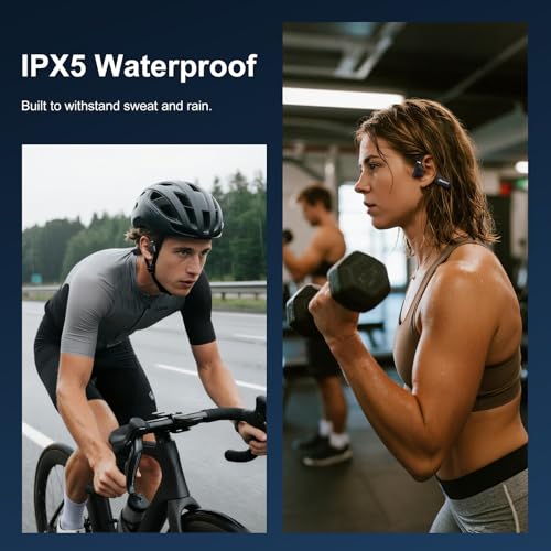 Open Ear Headphones, Running Headphones Bluetooth 5.4 with Built-in Mic, 22g Lightweight Comfort, 14H Battery & IPX5 Waterproof Sports Headphones for Running, Cycling, Gym, Walking - color: Black