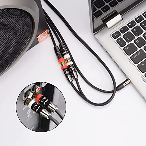 J&D 3.5 mm to Dual RCA Audio Cable, Heavy Duty 3.5mm Male to 2 RCA Female Gold Plated Copper Shell Stereo Audio Adapter Cable, 15 Feet - size: 15 Feet