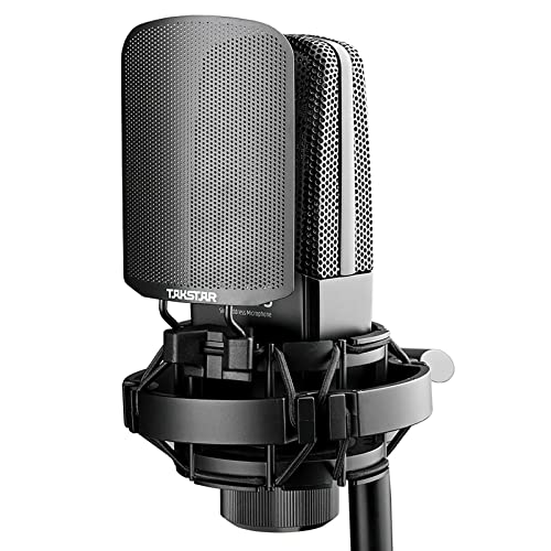TAKSTAR XLR Condenser Studio Microphone with Shock Mount | 16mm Diaphragm, 30Hz-20kHz Response, -36dB Sensitivity, Shock Mount & Windscreen Included, Requires 48V Phantom Power