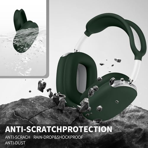 Maxjoy for AirPods Max Case, Soft Silicone Ear Cups & Headband Cover, Anti-Scratch Protective Accessories, Dark Green - color: Dark Green