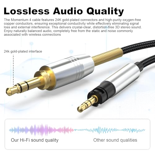 Momentum 3 Cable for Sennheiser Momentum 4/2, HD1 On-Ear, HD 400S, HD 450BT | 2.5mm to 3.5mm Cable with 6.35mm Adapter for Sennheiser PXC 550, PXC 550-II, ACCENTUM Plus Headphones, PC, MP3, PS4, Xbox One