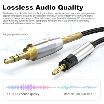 Momentum 3 Cable for Sennheiser Momentum 4/2, HD1 On-Ear, HD 400S, HD 450BT | 2.5mm to 3.5mm Cable with 6.35mm Adapter for Sennheiser PXC 550, PXC 550-II, ACCENTUM Plus Headphones, PC, MP3, PS4, Xbox One