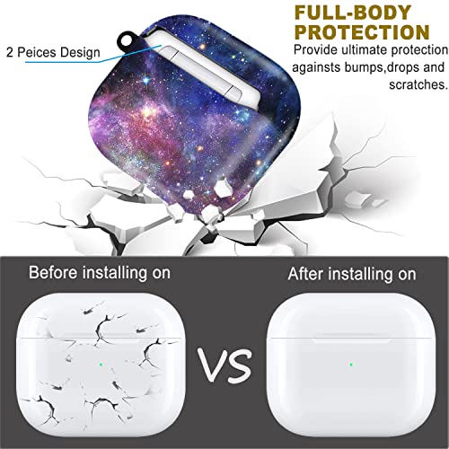 Compatible with Airpods 3rd Generation Case - Wonjury Protective Hard Compatible with Airpods 3 Case Cover with Cleaner Kit Women Girls Keychain, Galaxy Marble - color: Galaxy Marble
