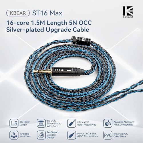 keephifi 5ft 2 Pin IEM Cable, KBEAR ST16-Max 1.5m in Ear Monitor Cable Earbud Wire, 16-Strand SPC HiFi Headphone Cable for Truthear x Crinacle Zero?Moondrop Blessing 3, Kiwi Orchestra Lite etc - color: Silver, style: 3.5 2PIN