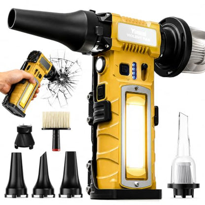 Compressed Air Duster, Cordless Rechargeable 7-in-1 Air Duster, 2 Battery 8000mAh 300000RPM, Variable Speed Electric Dust Remover for Keyboard PC Computer Car Vents Cleaning
