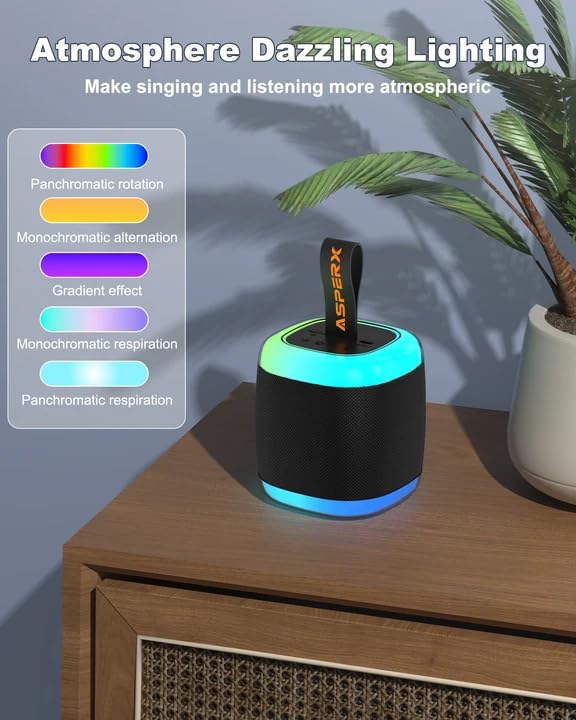 Mini Karaoke Speaker with 2 Wireless Microphones,Voice Effects,Led Lights, Portable Singing Machine for Ages 3,4,5,6,7,8,9,10,11,12+ Years Old Girl Birthday Gift, Kids Karaoke Machine (Black) - color: black