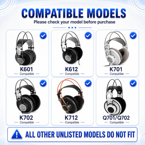 Replacement Ear Pads for AKG K701, K702, Q701, Q702, K601, K612, K712 Headphones, Soft Mesh Fabric Earpads Cushions with Memory Foam, 1 Pair-Black - color: Black