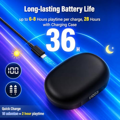Open Ear Headphones, NEW Over Ear Earbuds with 4 ENC Noise-Canceling Mic | Ultra-Comfort Bone Conduction Earbuds, BT5.4, HD Stereo, IPX7 Waterproof, Ergonomic Earhooks,36H Sports Ear Buds for Running - color: A-Deep Black