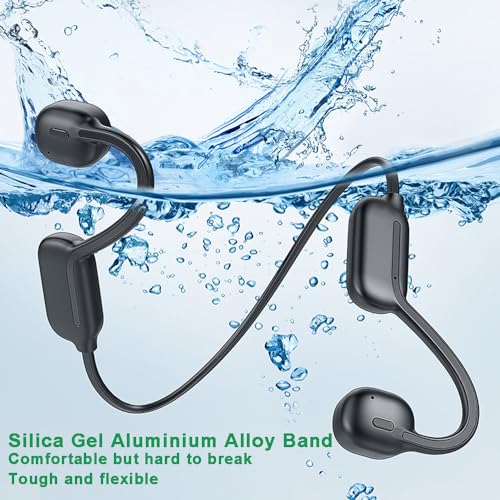 Swimming Headphones Bone Conduction Open Ear Headset MP3 Player Built-in 32G Memory IP68 Underwater Waterproof Stereo Bluetooth Earphone LED Screen for Driving Bicycling Running Skiing-CS05 Black - color: Swim Headphone CS05 Black