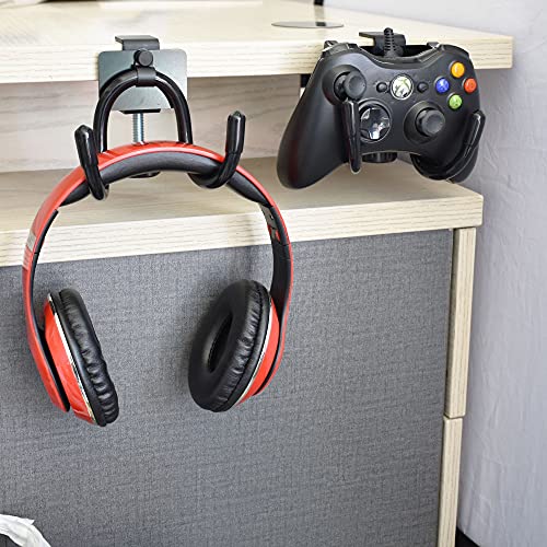 YYST Desk Mount Game Controller Holder Clamp On Hanger Holder Storage Rack Compatible with PS3/PS4/PS5/Xbox 360/Xbox One/S/X/Elite/Series S/Series X Controller, Pro Controller (1)