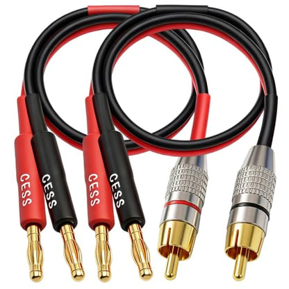 CNCESS RCA to Banana Plug Silicone Wire Speaker Cable (14AWG, 1 Foot) - size: 14AWG 1 Foot