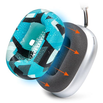 WC SweatZ Max - Patented Silicone Sweat Covers for AirPods Max 1 | Made by Wicked Cushions | (Does Not Fit AirPods Max 2). Sweatproof, Full Earpad Protection | Cyan Prism - color: Cyan Prism