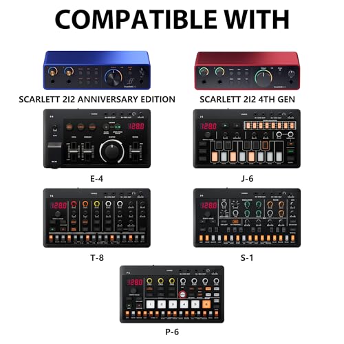 Musiin Audio Interface Case Compatible with Focusrite Scarlett 2i2 4th Gen | KORG NTS-3 kaoss pad kit,Roland AIRA Compact P-6,S-1,T-8,Carrying Bag with Handle,Mesh Pocket and Dual Zippers(Black) - color: Black