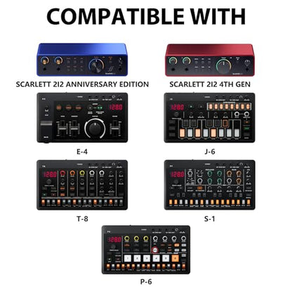 Musiin Audio Interface Case Compatible with Focusrite Scarlett 2i2 4th Gen | KORG NTS-3 kaoss pad kit,Roland AIRA Compact P-6,S-1,T-8,Carrying Bag with Handle,Mesh Pocket and Dual Zippers(Black) - color: Black