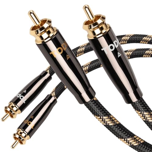 TODN Audiophile RCA Cables 10ft OCC Dual Shielded for HiFi Stereo Audio - color: J-MAX, OCC, size: 10ft, Stereo Pair