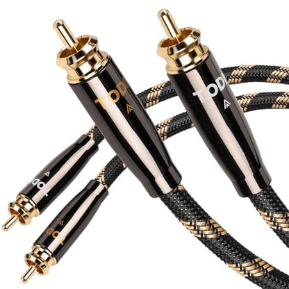 TODN Audiophile RCA Cables 10ft OCC Dual Shielded for HiFi Stereo Audio - color: J-MAX, OCC, size: 10ft, Stereo Pair