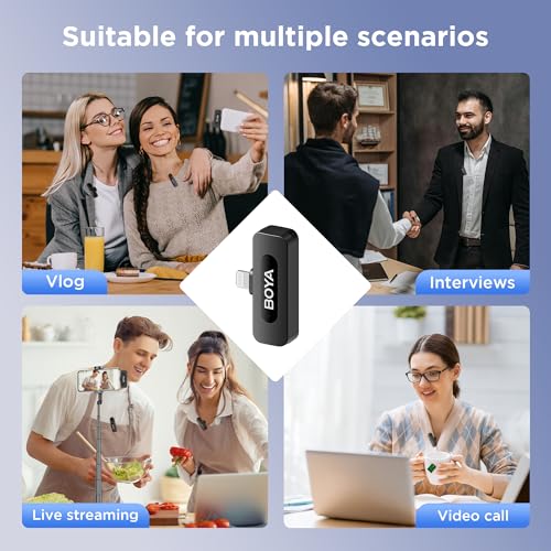 BOYA BY-V3 Combo Wireless Microphone for iPhone Android Smartphone,100M Los Range,36H Duration,Noise Cancellation,Plug&Play Lavalier Lapel Mics for Vlogging Interview 2-in-1 Charging Case(2TX+2RX) - style: BY-V3 Combo(2TX+2RX+CC)